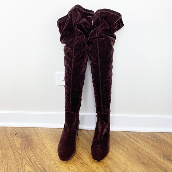 Coconuts by Matisse Brown Velvet OTK Thigh Boot 9 - Picture 7 of 12